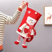 Noel Çorap Çantası Örme Üç Boyutlu Noel Baba Kardan Adam Hediye Noel Arifesi Şeker Çorapları 45x28cm