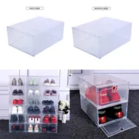 6Pcs Transparent Shoe Box Thickened Foldable Shoes Organizers Plastic Dustproof Storage Box Stackable Combined Home Shoe Cabinet 220818