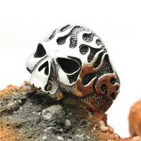 3pcs lot New Design Biker Style Skull Ring 316L Stainless Steel Fashion jewelry Biker Skull Ring262W
