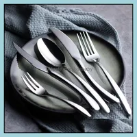 식기 세트 Sier Fork Spoon Knife Set 5PCS Cutlery 201 Stainless Steel Tableware Heavy Feel Dinner Drop Delivery 2021 HOM BDEBABY DHMF1