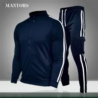 Set casual maschile da jogging a strisce per pista con cerniera pantaloncini di moda con cerniera da due pezzi Sport Sport Sport Running Outdoor Gym Clothing 220818