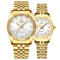 Armbandsur Women's Watch Waterproof Stainless Business Top Gold Men's Quartz Wrist Relogio Masculino Par Gift314n