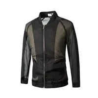 남자 재킷 도매 중공 메쉬 시청 야구 칼라 선 보호 재킷 회전식 커프 드롭 브랜드 지퍼 탑 코트 맨스