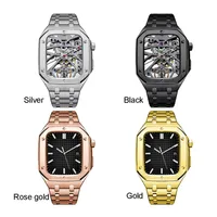 Bracelettes de liaison Bracelettes AP Armure modifi￩e Band de montre int￩gr￩e avec bo￮tier Butfly fermoir bande en acier inoxydable Fit Iwatch Series 7 6 5 4 pour Apple Watch 44 45 mm