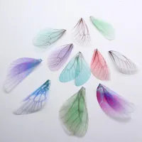 Dekorativa föremål Figurer 10st/Lot Creative Colorful Charms Chiffon Yarn Butterfly Wings Charm Pendant för DIY örhängen smycken