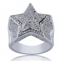 Nuovo designer Luxury 18K Gold White CZ Zirconia Pentagram Ring 2020 Diamond Full Iced Out Hip Hop Jewelry Gifts for Men Women Rin275r