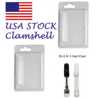 Temiz plastik blister ambalaj ABD stok boş clamshell perakende ambalaj pvc konteyner istiridye kabuğu taşınabilir kutu uygun 0.5ml 1.0ml vape kartuşu e-sigara aksesuarları