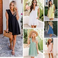 Womens Designer Clothing Casual Dresses Now h summer Natural V-neck African Dhgate White Mini Sleeveless Pocket Wedding Guest Plus Size Casual Women Loose Pink Dress