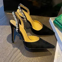 خنجر فاخر كعب فستان أحذية أمينا عبد الصندل مصمم راينستون راينستون راينستون صندل أعلى جودة براءة اختراع أحذية عالية الكعب