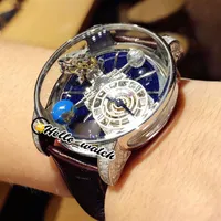 2021 TWF Rotation Blue Dow Watches CR7 EPIC X Chrono Décoration astronomique Tourbillon Squelette Swiss Quartz Watch Steel Di326h
