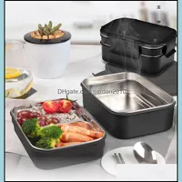 Dinnerware Sets Japanese Kids Adt Lunch Box Double Layer Water Injection Heating 304 Stainless Steel Student Bento Lunchbo Garden2010 Dhm1C
