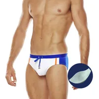Swimwear para hombres Contraste de color Push-up troncos de natación sexy bulto de bolsillo mejorado hombres gay gay resúmenes de natación