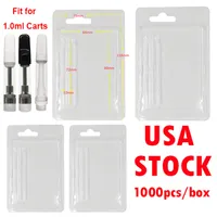 USA Stock Blister Pack Clear Case Vape Cartridges Clam Shell Packaging 1.0ML E-cigarette 0.8ml Carts Atomizers Plastic Customize Cali Warehouse Delivery 1000pcs box