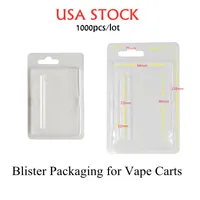 Vape Cartridges Clamshell Blister Packaging USA STOCK PVC Retail Packaging for 1ml 0.8ml Oil Cartridge ecigs Vaporizer Carts Packing Customized Package 1000pcs lot