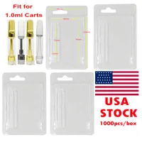 USA Stock Vape Cartridges Packaging Clam Shell Cases 1ML 0.8ml Blister Pack Clear Case E-cigarette Carts Atomizers Plastic Customize Cards 1000pcs box E-cigarette