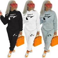 2022 Brand Designer Women Letter Tracksuits Winter Fall Solid Color 2 Piece Sets Hoodies Pants Casual Hooded Sports Suit Fashion Outfits DHL 6044