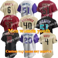 2022 2022 Özel Erkek Kadın Gençlik Beyzbol Forması 51 Raddy Johnson 4 Ketel Marte 56 Kole Calhoun Arizona Madison Bumgarner Diamondbacks Roberto