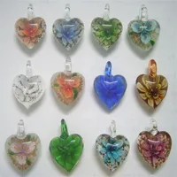 10st Lot Multicolor Heart Murano Lampwork Glass Pendants smycken Tillbeh￶r f￶r DIY Craft Gift PG01252X