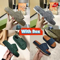 Newest Mid-heel Platform Slide Sandals Designer Slipper Fashion 5cm Slides with Box Xad Beige Blue Grey Mouse Printed Canvas Luxury Summer