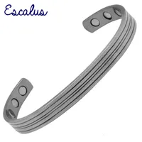 Designer Jewelry Escalus Simple Style Pewter Power Bangle for Women Silver Color Magnetic Bracelet Pure Copper Men Wristband Arthritis
