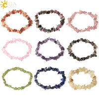 Chips irregulares Strands de piedra natural Asimetría de brazalete Beads Crystal Quartz Gravel Stretch Bracelets Bangles para mujeres G365