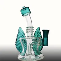 asd1 glass bongs 17cm green leaf glass water pipes glass hookah dab oil rig bubblers 14 4mm joint smoking pipes tobacco pipe263O