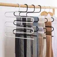 Hooks & Rails Shape 5 Layers Iron Wardrobe Storage Holders Hangers Pants Trousers Hanger Clothing Rack Closet Space Saver RackHooks