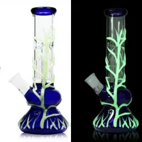 Glow In The Dark Hookah 10&quot; Water Pipe Bong Glass Beaker Base Percolator Bubbler