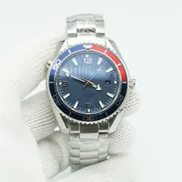 Blue Red Bezel Planet Limited Dial Watch 44mm Movimiento mecánico automático Diver 600m Acero inoxidable Sports Sea America CU264C