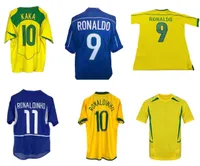Kendi retro eski futbol forması özelleştirilmiş Tay kaliteli king kapaklar Ronaldo 9 Ronaldinho 10 11 Rivaldo 10 Bebeto 7 R. Carlos 6 Zico 10 Bebeto 20 Fotball Wear