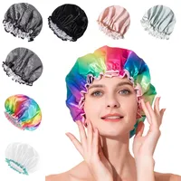 Pattern arcobaleno cofano per capelli notturni tappi per capelli a doppio strato raso a tesa elastica cappello da turbante per ragazzi per ragazzi accessori per la cura dei capelli