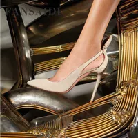Dress Shoes 2022 Fashion Apricot Pink Clear Heels Stilettos Pumps Women Summer Sexy Elegant Pointed Toe 42 43 44 45Dress