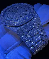 남성 럭셔리 시계 자동 Moissanite 아이스 아이스 감시 남성 운동 여성 시계 남성 Montre Homme Diamond Watchs Wristwatches Montres de Luxe L67