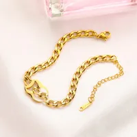 C LOGO 18K GULDpl￤terat rostfritt st￥larmband Titan Lyxvarum￤rkesdesigner Letters Chain Style Bangle Men Women Metal smycken Tillbeh￶r