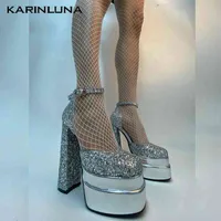 Karinluna Big Size 2022 Pumps d'été printemps Femmes High Heels Platform Desinger Chaussures Sexy Party Wendding Femmes Chaussures Dropship T220813
