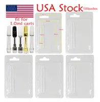 USA Stock Clam Shell Cases 1ML 0.8ml E-cigarette PVC Blister Pack Clear Case Vape Cartridges Packaging Atomizer Plastic Customize Cards 1000pcs box Local Warehouse