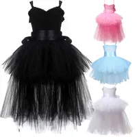 Posh Dream Fancy Kids Dresses For Girls Black Girls Tutu Dress Tulle V-hals Train Girl Evening Birthday Party Dresses D T220818