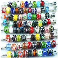 Tsunshine Murano Glass Beads Large Hole Silver Plated European Lampwork Spacer Bead Bracelets Charm for Jewelry Making Adults 50 P197a