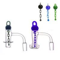 Wholesale Beveled Edge Smoking Terp Slurper Quartz Banger with Unique Glass Marble Chains Cap 20mm OD 10mm 14mm 18mm male female Nails For Water Dab Rigs Bongs