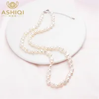 ASHIQI REALE 7-8 mm Collana perla d'acqua dolce per donne classiche gioielli perle barocchi naturali 220818