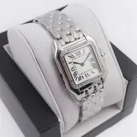 Women Watches 316L New Fashion 22 30mm Dial Dial de alta qualidade Prata Prata Aço inoxidável Quartz Lady Watch With Diamond Square Gift Co218Z