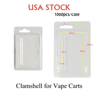 미국 스톡 클램 쉘 블리스 터 포장 1ML 72mm 길이 PVC vape 카트리지 오일 카트리지 용 소매 포장 맞춤형 전자 담배 패키지 OEM 인서트 카드