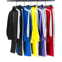 남성 여성 디자이너 트랙 슈트 스포츠웨어 스웨트 셔츠 재킷 바지 흰색 스트라이프 사이드 지퍼 캐주얼 고품질 가을과 겨울에 필수
