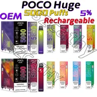Genuine Poco Huge Desechables E Cigarettes 5000 5K Puffs 5% 15ML Refillable Vapor Pod 950MAh Rechargeable OEM Customize Available Manufacturers Mesh Coil Vape