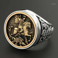 Herrring vintage punk rockhuvud ringar för män hip hop guld färg lejon finger ring lyx Knight Jewelry1302R