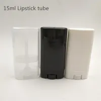 50pcs 15g 15ml deodorant container lip balm tube white and clear flat empty lipstick tube312q
