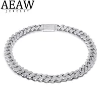 AEAW 18 pouces 925 Silver Sterling Réglage Iced Out Moisanite Diamond Hip Hop Cuban Link Chain Miami Collier Bijoux For Mens X0502316