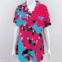 7style Brand Design Женщины Пара Весна Лето пижамы, набор домашних текстильных букв, шелковая атласная костюма с коротки