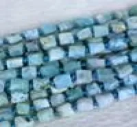 Целый естественный подлинный сырой минерал синий ларимар ручной нарезанный самородка образует грубые матовые грандиозные бусины 68 ​​мм 15 квад 05393
