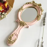 1pcs carino creativo in plastica creativa specchi a mano vintage trucco mirror rettangolo mantenimento specchio cosmetico con manico per regali236f